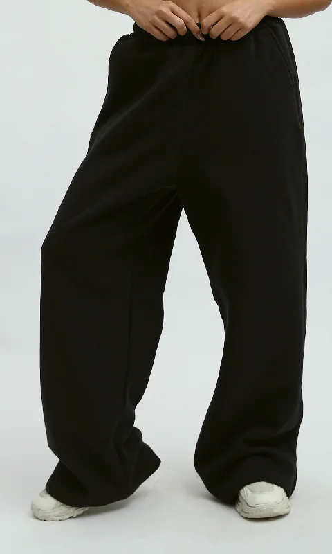 O199401 Slip On Casual Black Jogger Pants Casual Lounge Pants
