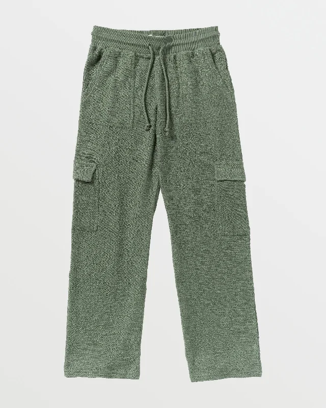 Off The Hook Cargo Sweat Pants - Agave Green Wide-Legged Palazzos