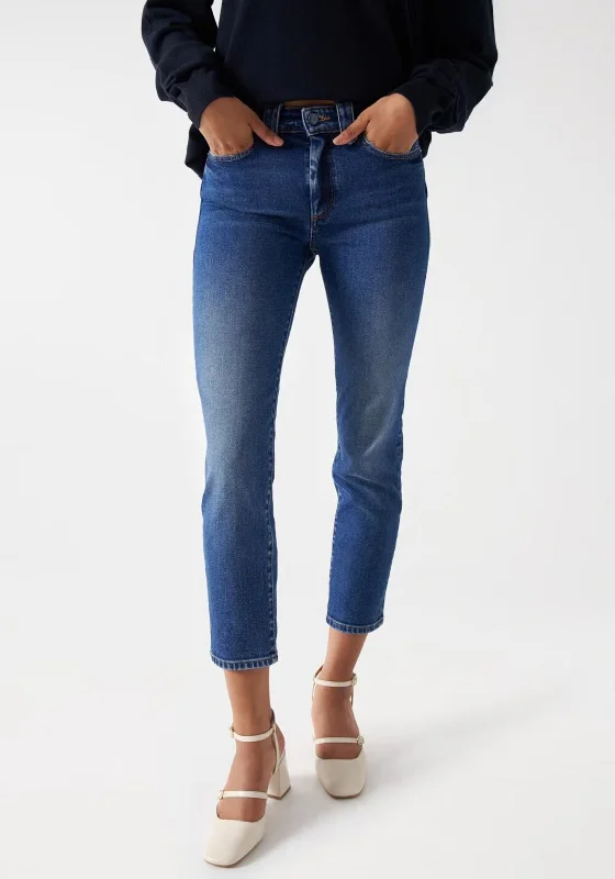 Salsa Destiny Push Up Cropped Slim Jeans, Blue Comfortable Zip-Fly Denim Jeans