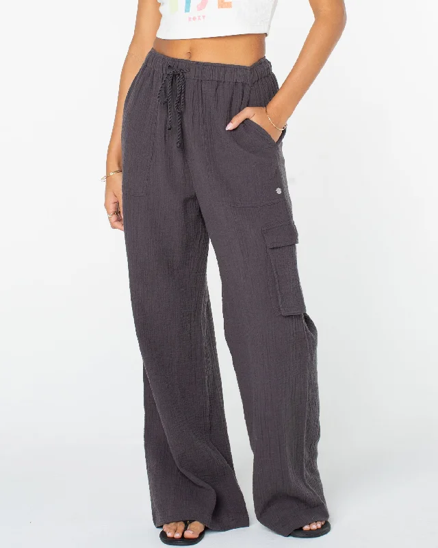 Precious Cargo Beach Pants - Phantom Casual Drawstring Pants