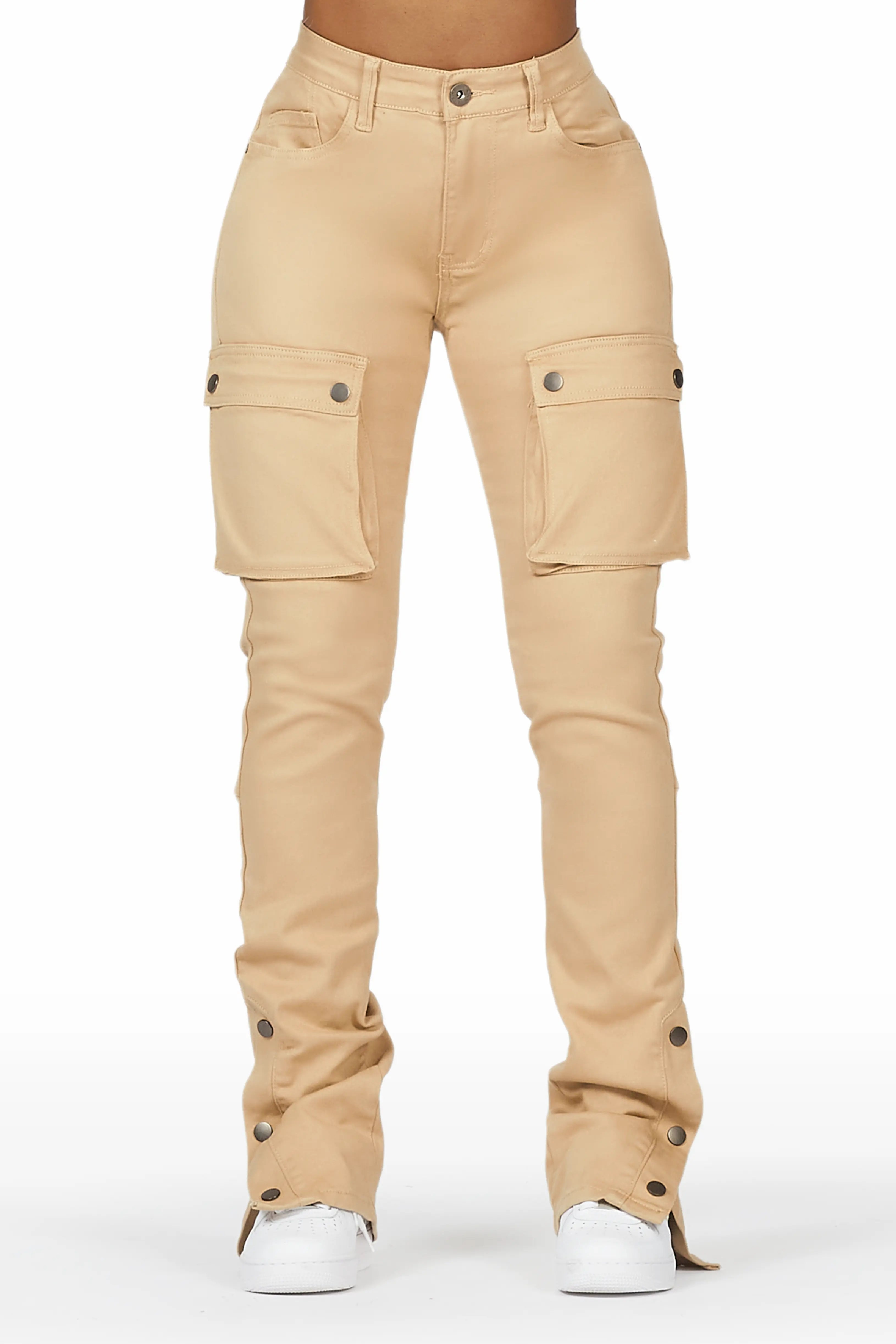 Kathryn Tan Stacked Flare Jean Trendy Wide-Legged High-Waist Jeans