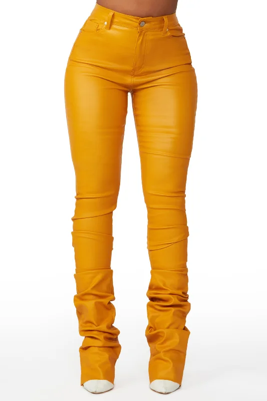 Azalea Gold PU Super Stacked Pant Stretch Fit Pants