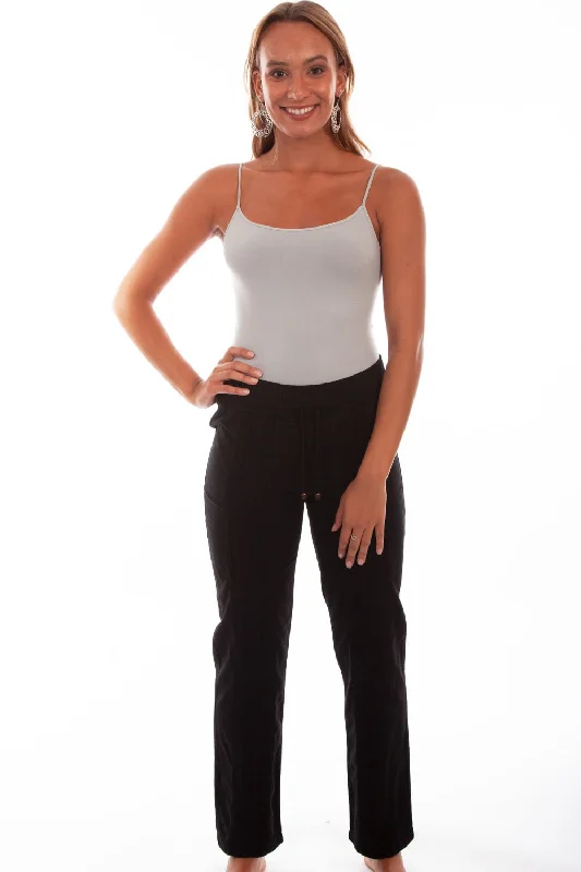 Scully Womens Black 100% Cotton Crochet Pants Warm Wool Trousers