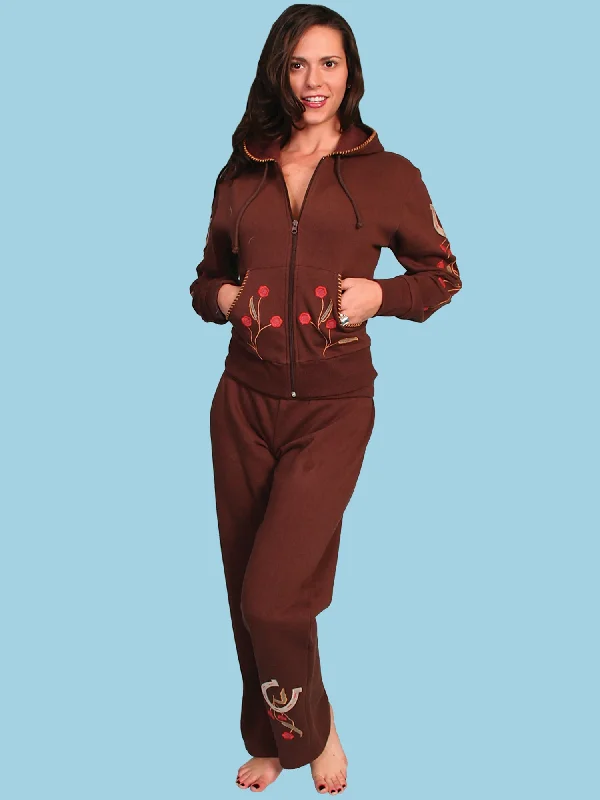 Scully Womens Chocolate 100% Cotton Horseshoe Pants Elegant Trouser Pants