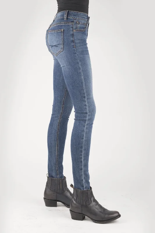 Stetson Womens Blue Cotton Blend 902 High Waist X Jeans Trendy Flared Leg Jeans