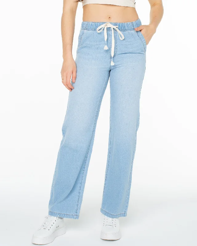 Sunset Dream Faux Denim Casual Pants - Paradise Blue Comfortable Denim Leggings