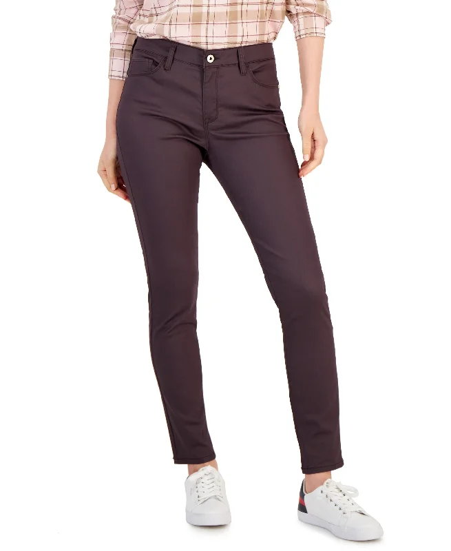 Tommy Hilfiger Womens Coated Skinny Ankle Jeans Stylish High-Waist Skinny Denim