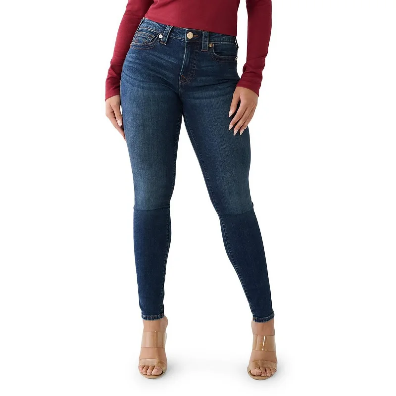 True Religion Womens Jennie Curvy Mid-Rise Dark Wash Skinny Jeans Fashionable Jeggings Style Jeans