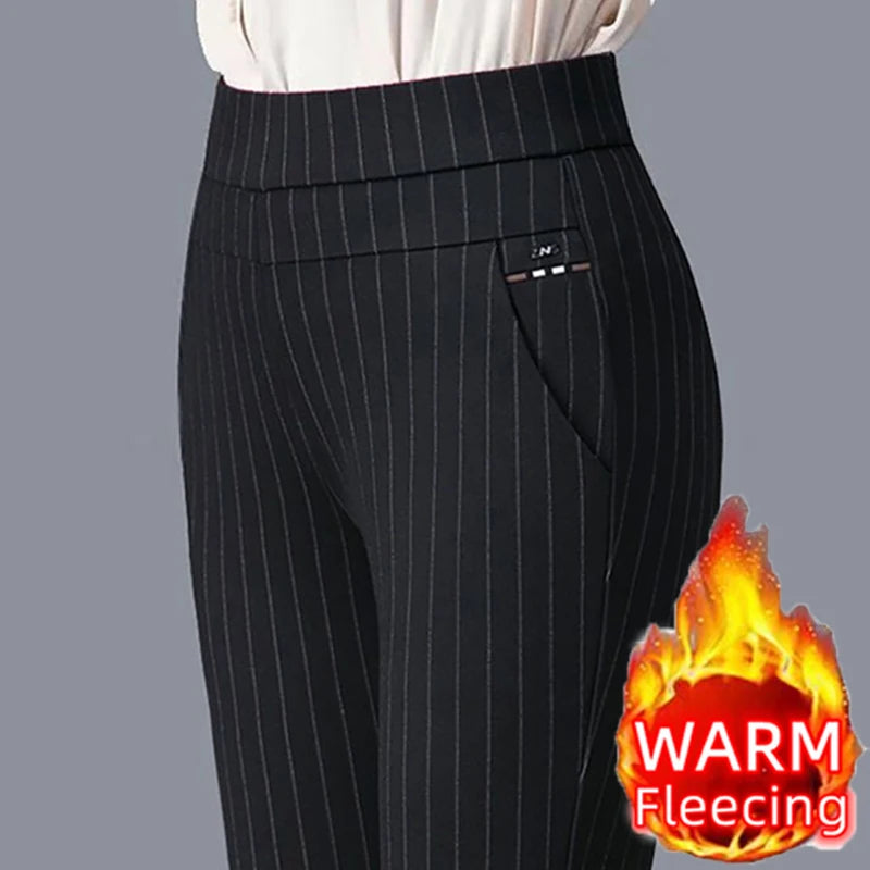 Warm Winter Pencil Pants Fleecing Thermal Womens Chic Black Leggings