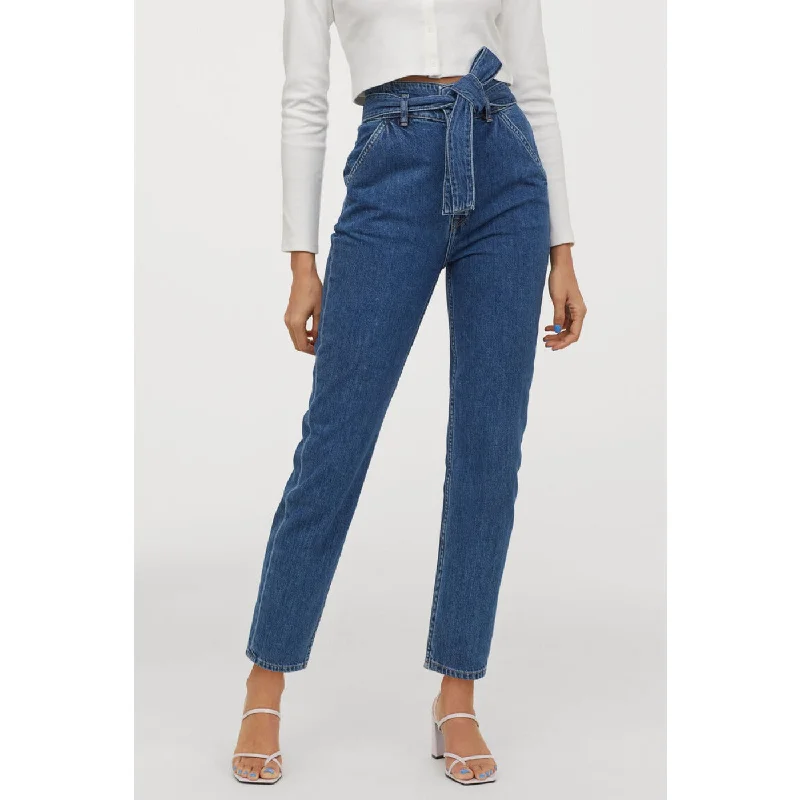 HM Dark Blue Mom Jeans Chic Vintage-Inspired Denim Jeans