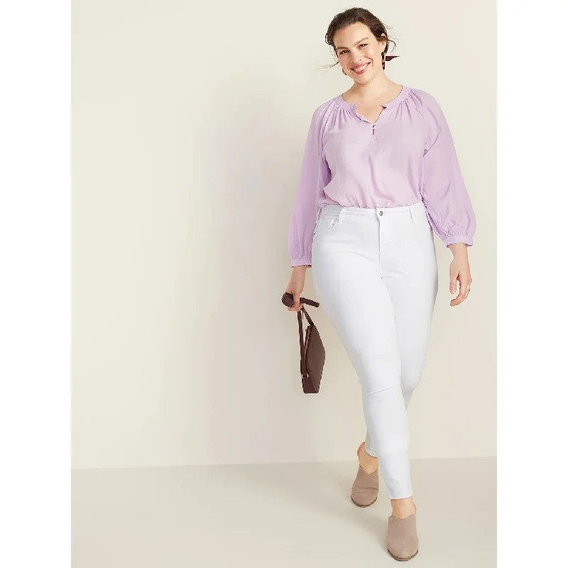 ON White Super Skinny Mid Rise Jeans Stylish High-Waist Skinny Denim