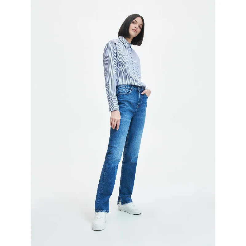 RSVD Straight Split Hem Jeans Stylish Relaxed Fit Skinny Jeans