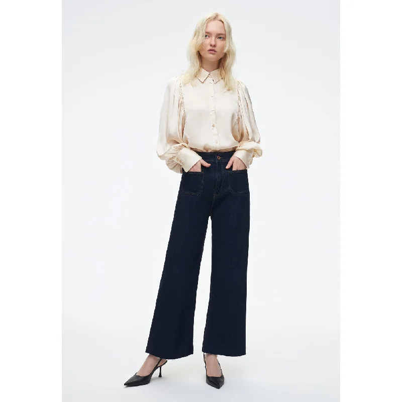 Dark Wash High Rise Wide Leg Jeans Casual Loose Fit Jeans