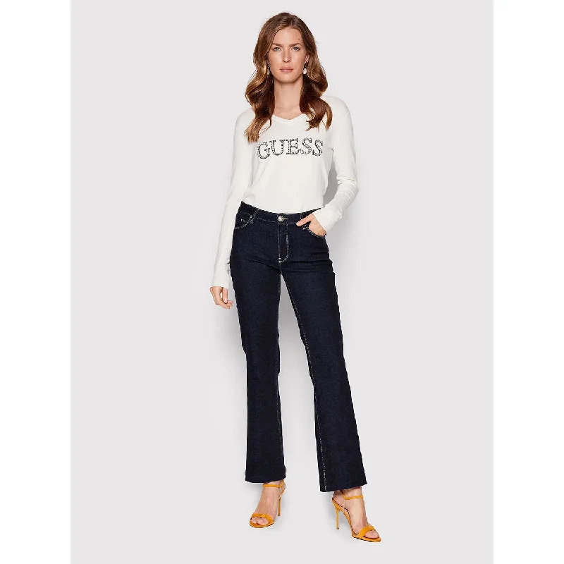 Rinse Wash Mid Rise Boot Cut Jeans Fashionable Mom Jeans