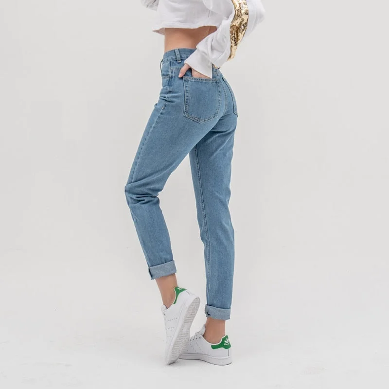 Women Boyfriend jeans Comfortable Zip-Fly Denim Jeans