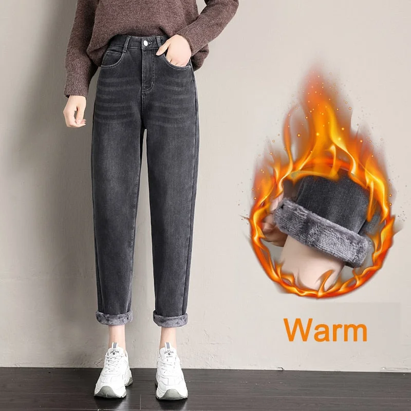 Women Velvet Baggy Pants Stylish Elastic Waist Pants