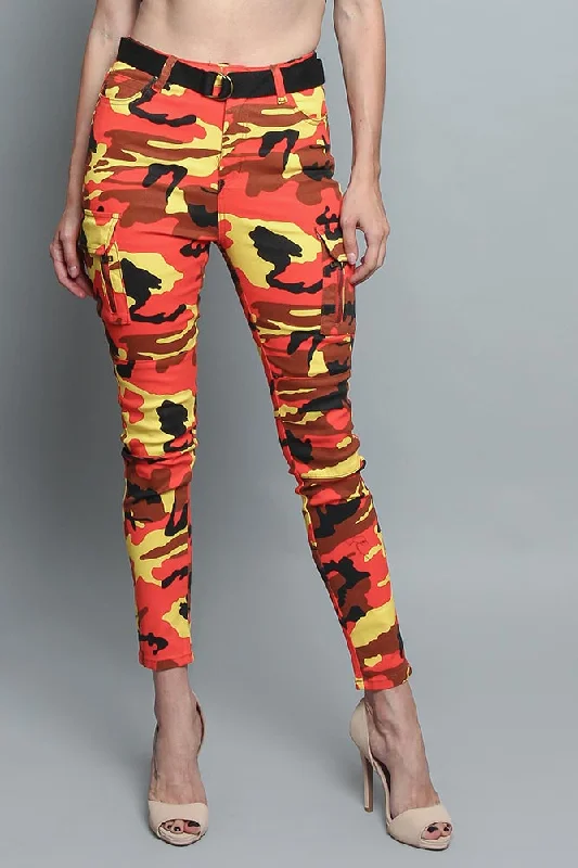 Women's Cargo Color Camo Skinny Pants Trendy Palazzo Pants
