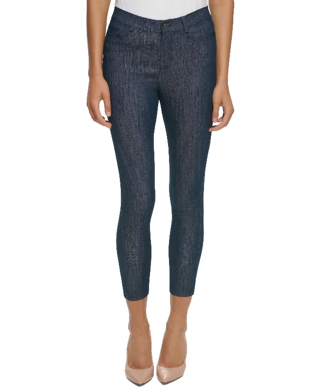Women's Denim Skinny Ankle Pants Formal Linen Trousers