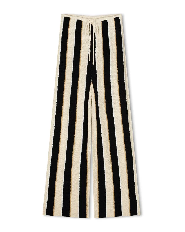 Stone Stripe Organic Cotton Blend Knit Pant Formal Linen Trousers