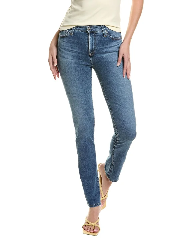 AG Jeans Mari Extended Bluebell High-Rise Slim Straight Jean Comfortable Boyfriend Jeans