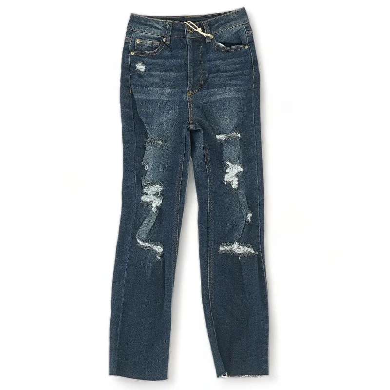 Blue Solid High Rise Skinny Leg Jeans Chic Vintage-Inspired Denim Jeans