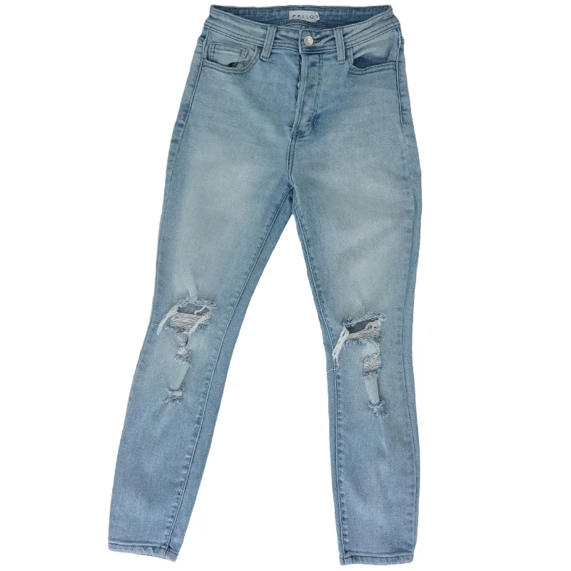 Blue Solid High Rise Slim Leg Jeans Comfortable Stretch Denim Jeans