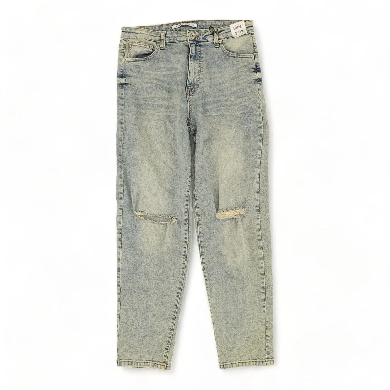 Blue Solid High Rise Slim Leg Jeans Stylish Slim Fit Denim