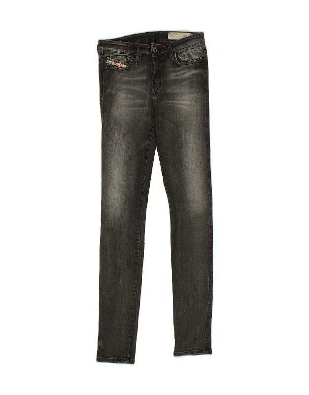 DIESEL Womens Skinzee Skinny Jeans W26 L32 Black Cotton Elegant Dark-Wash Bootcut Jeans