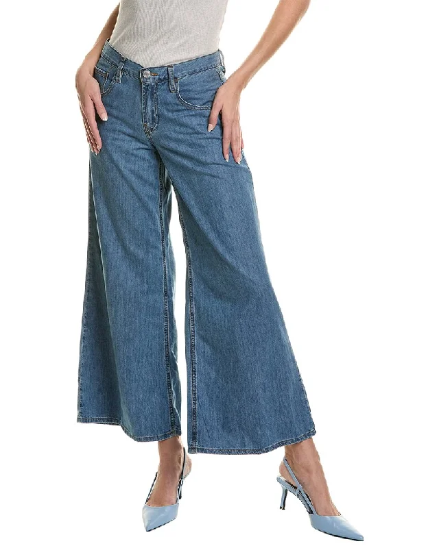 FRAME Denim Le Pixie Mid Happy Indigo Wide Leg Jean Trendy Pleated Waist Jeans
