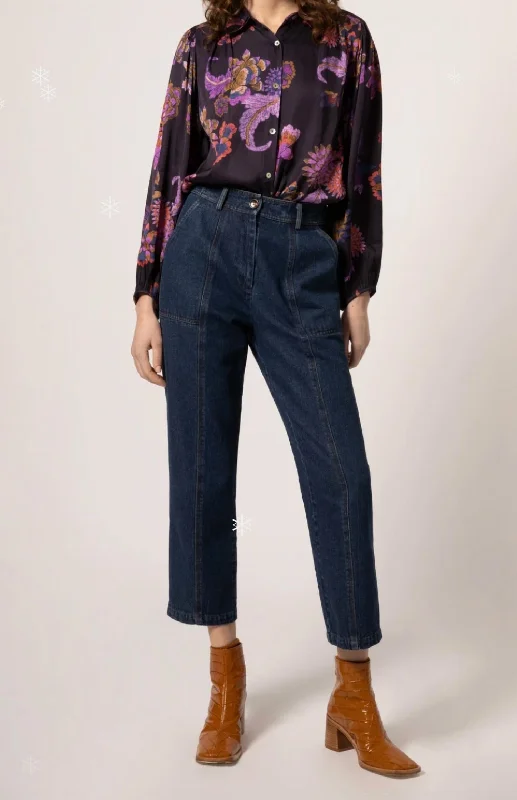 Frnch Pyrenee Denim Jeans In Blue Elegant High-Waisted Flared Jeans