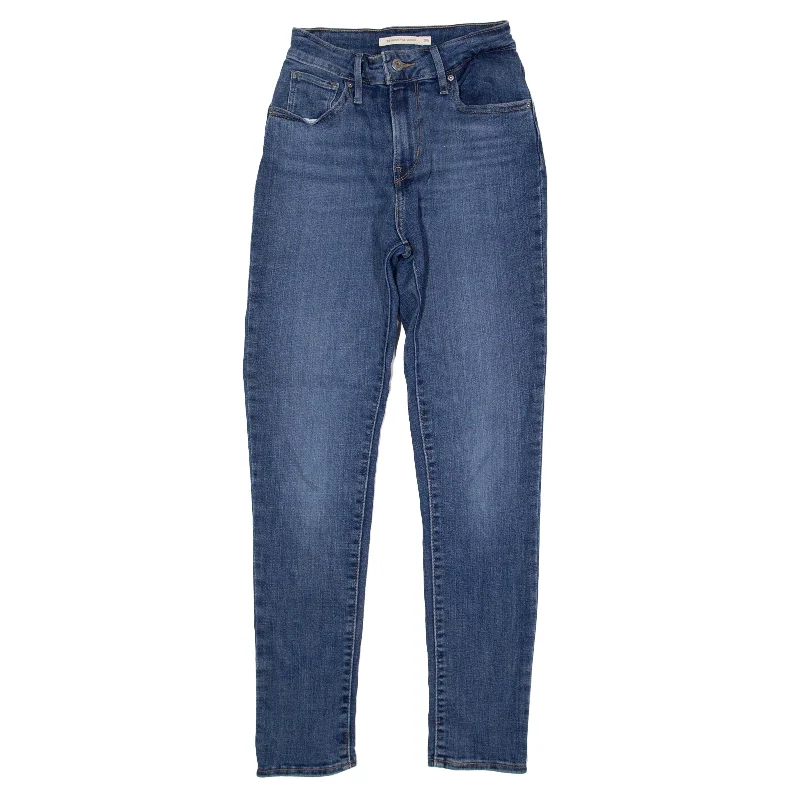 LEVI'S 721 High Rise Jeans Blue Denim Slim Skinny Stone Wash Womens W25 L28 Casual High-Waisted Bootcut Jeans