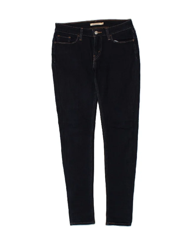 LEVI'S Womens 535 Super Skinny Jeans W28 L30 Navy Blue Cotton Stylish High-Waisted Denim