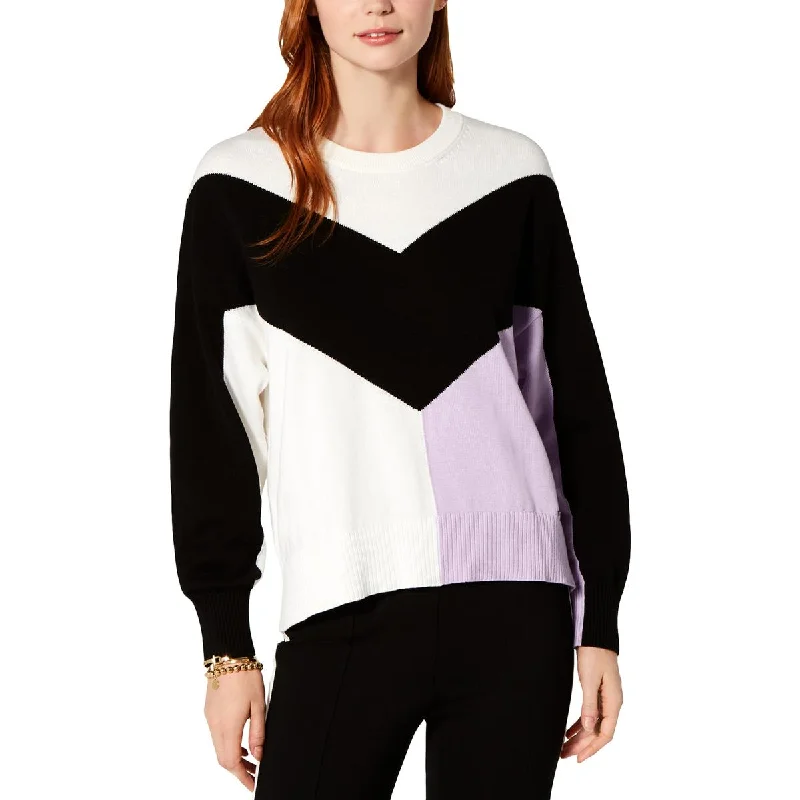 Womens Cotton Colorblock Pullover Sweater Stretchy Elastic Breathable