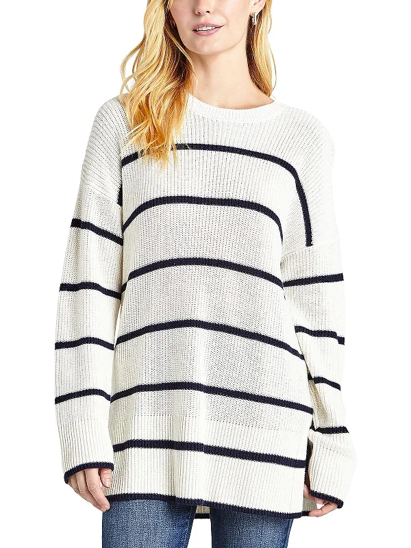 Womens Silk Blend Split Hem Pullover Sweater Stylish Fashionable Trendy