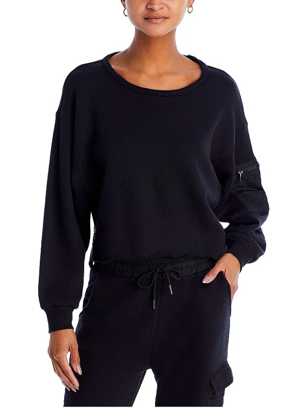 Womens Utility Crewneck Crop Sweater Fitted Loose Oversized