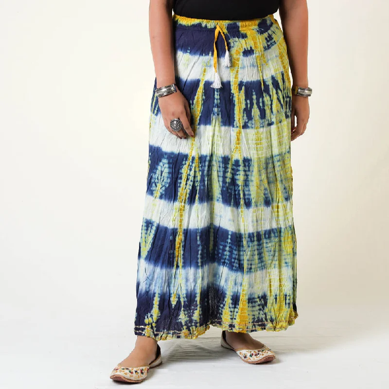 Multicolor - Shibori Tie-Dye Cotton Long Skirt midi skirt versatile