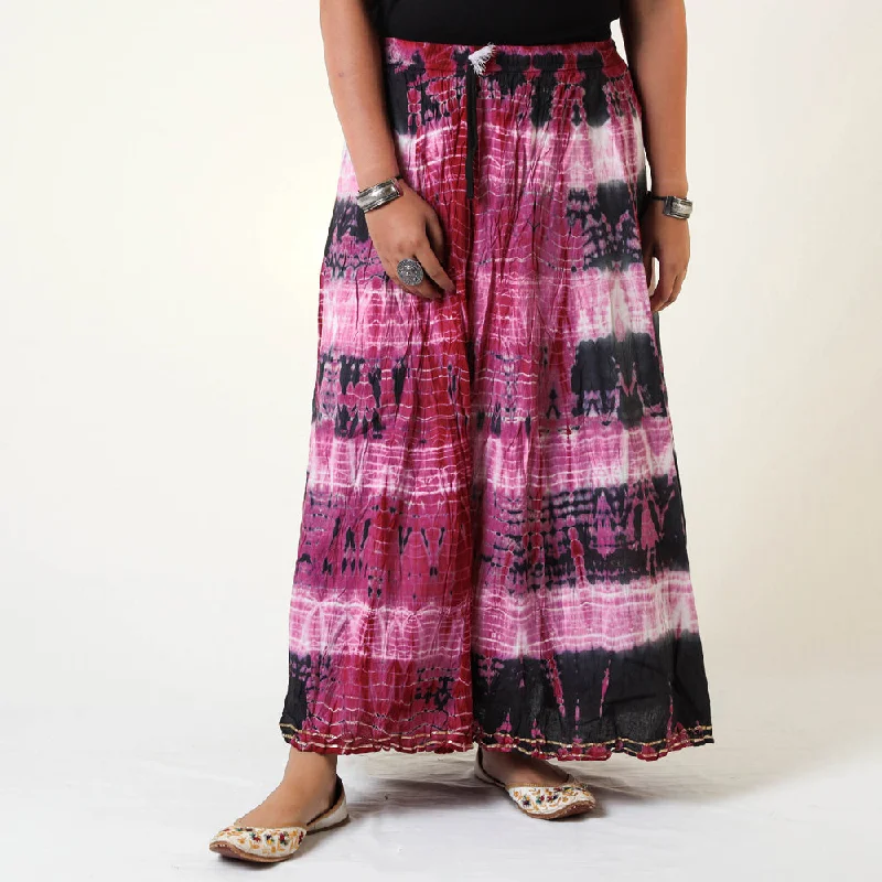 Pink - Shibori Tie-Dye Cotton Long Skirt mini skirt trendy