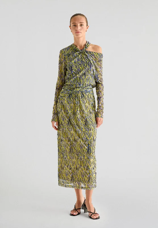 MESH PRINT SET SKIRT leather skirt sleek