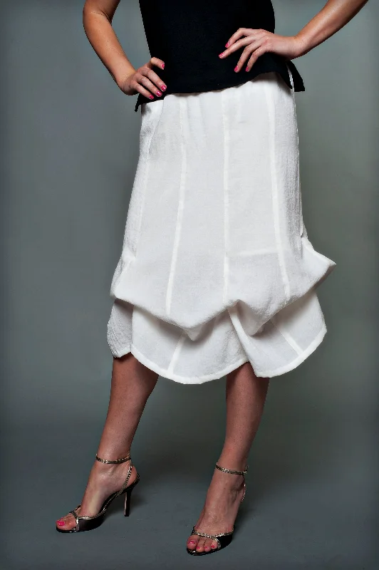 AASK03 - Linen Skirt With Ruffle Option elastic waist skirt