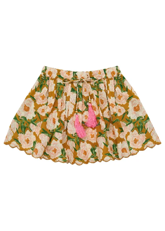 Anna Skirt-Soirée Bouquet Honey Mustard denim skirt fashionable