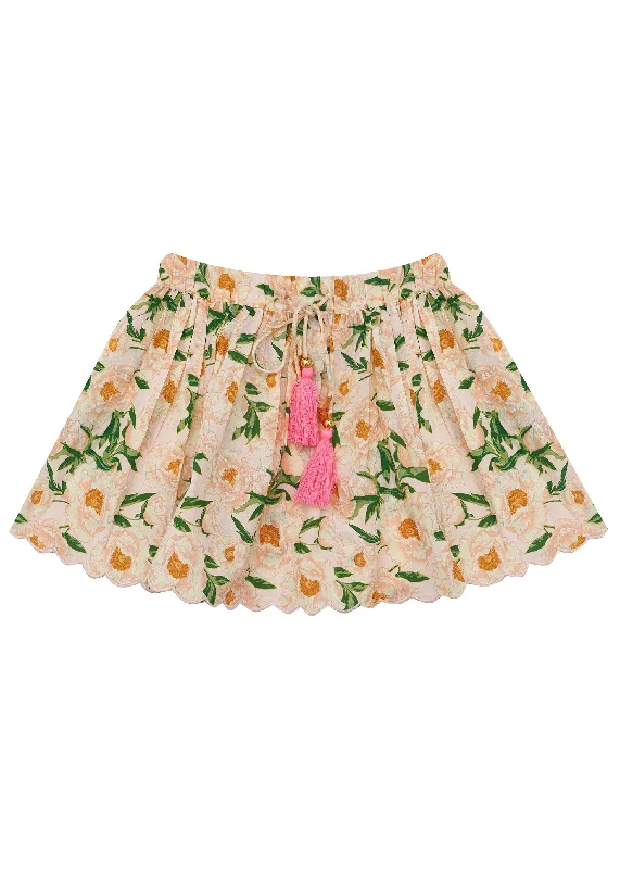 Anna Skirt-Soirée Bouquet Strawberry Sundae linen skirt natural