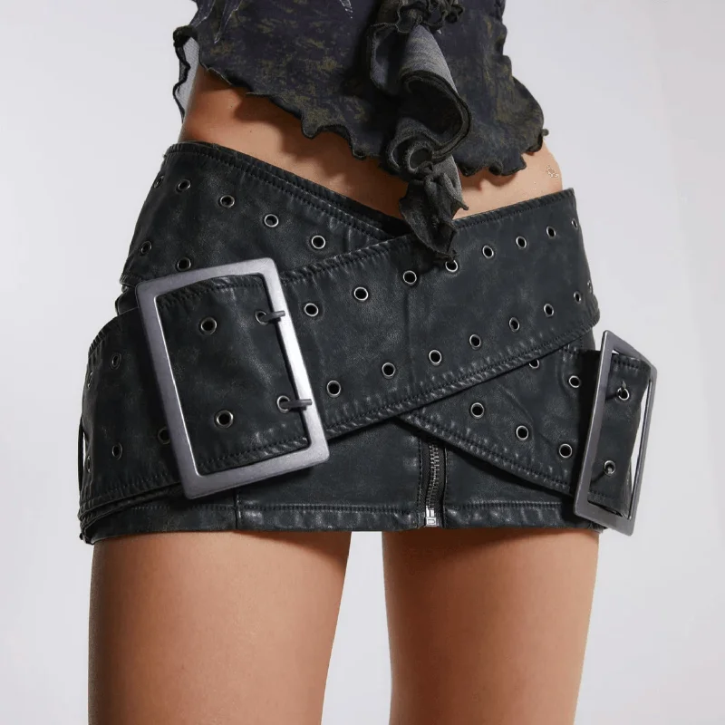 Astral Amethyst Belted Wrap Mini Skirt pencil skirt chic