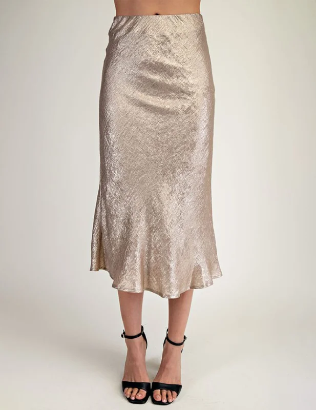 Avignon Satin Lamé Midi Skirt wool skirt thick