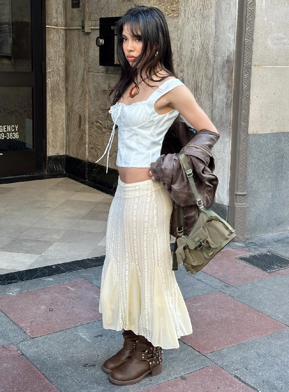 Betharia Midi Skirt Cream denim skirt classic