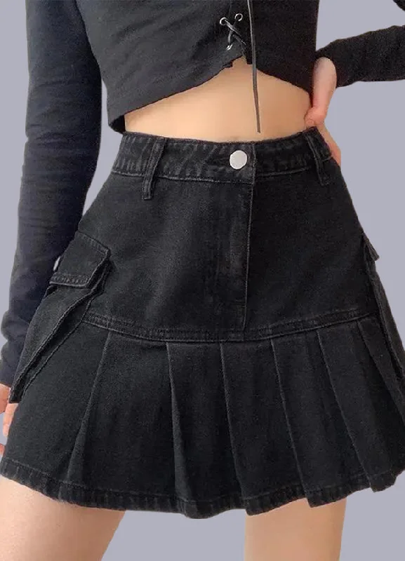 black cargo skirt mini leather skirt bold