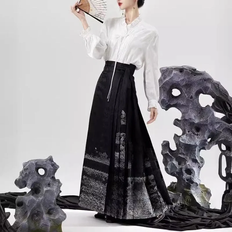 Black Loose Horse Face Skirt modal blend skirt
