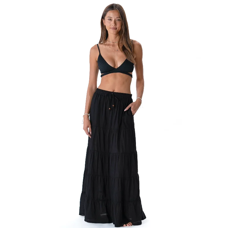 Black Shipwrecked Maxi Skirt lace skirt intricate