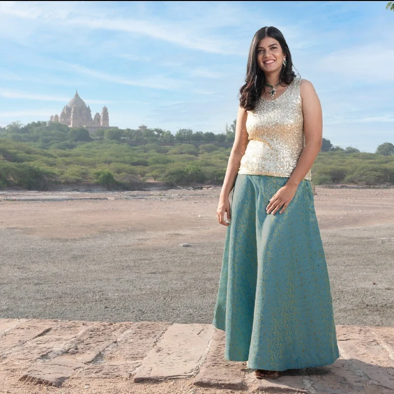 Blue Ocean Brocade Skirt wool skirt warm