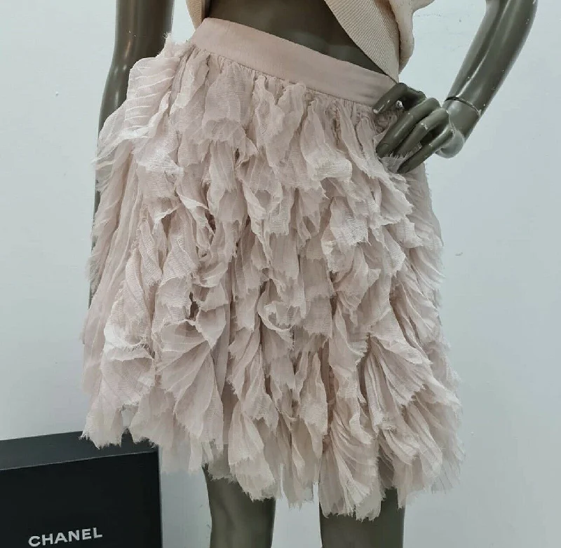Chanel Silk Mini Skirt size 38 cashmere skirt plush