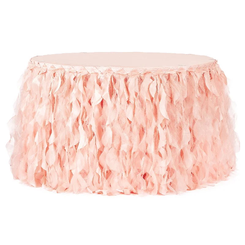 Curly Willow 17ft Table Skirt - Blush/Rose Gold silk skirt luxurious